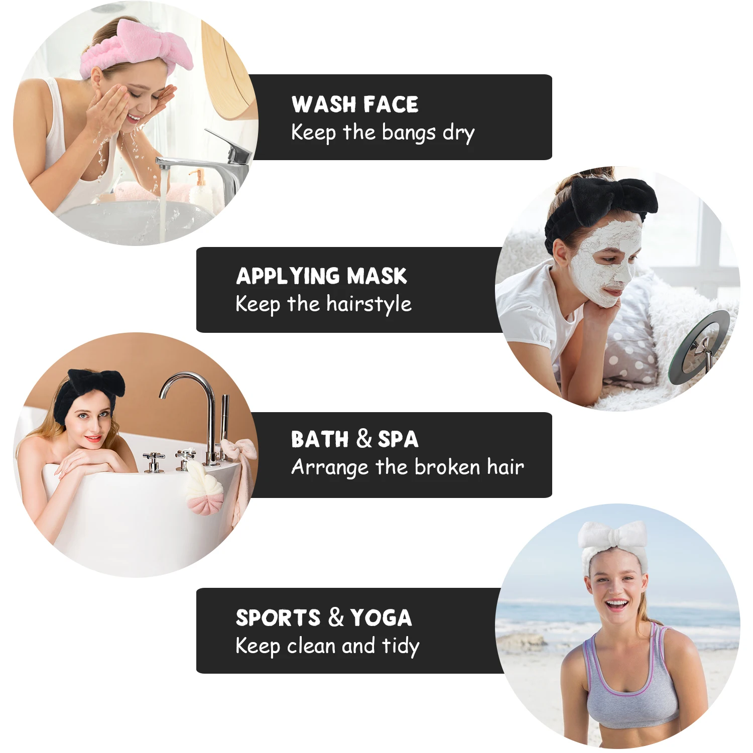 Wholesale 3pcs/set Washing Face Washband Hairband Hair Accessories Spa Makeup Sponge Terry Wristband Headband Set For Women