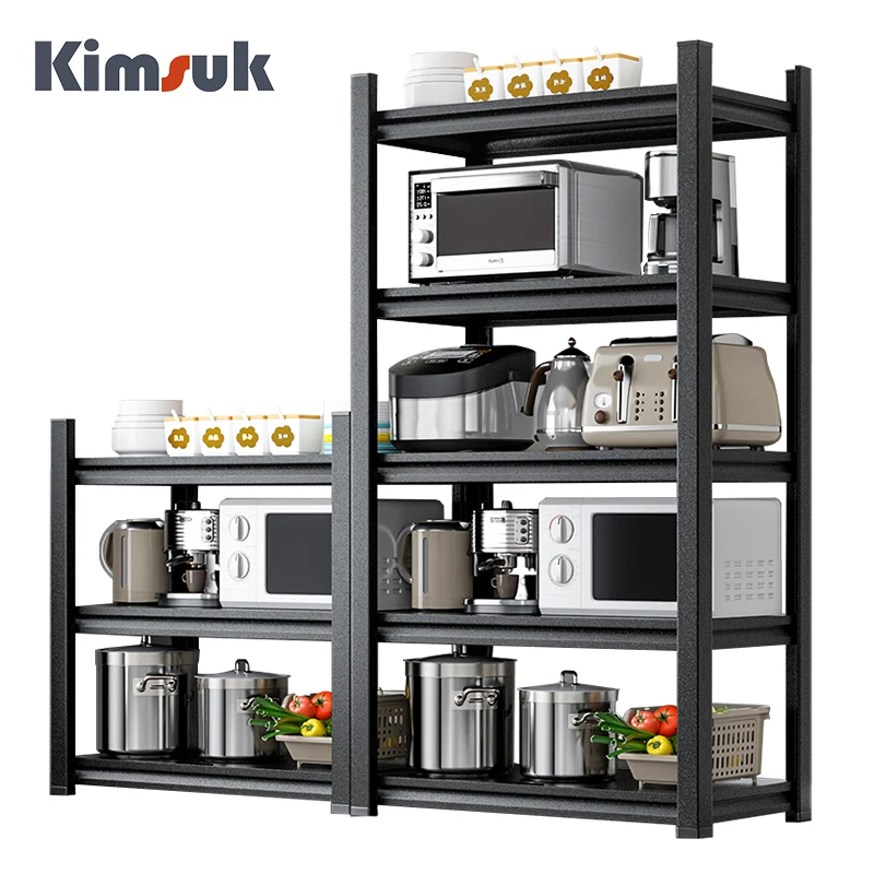 Angle steel black shelf rack floor warehouse balcony household multi-layer iron shelf supermarket display rack storage rack