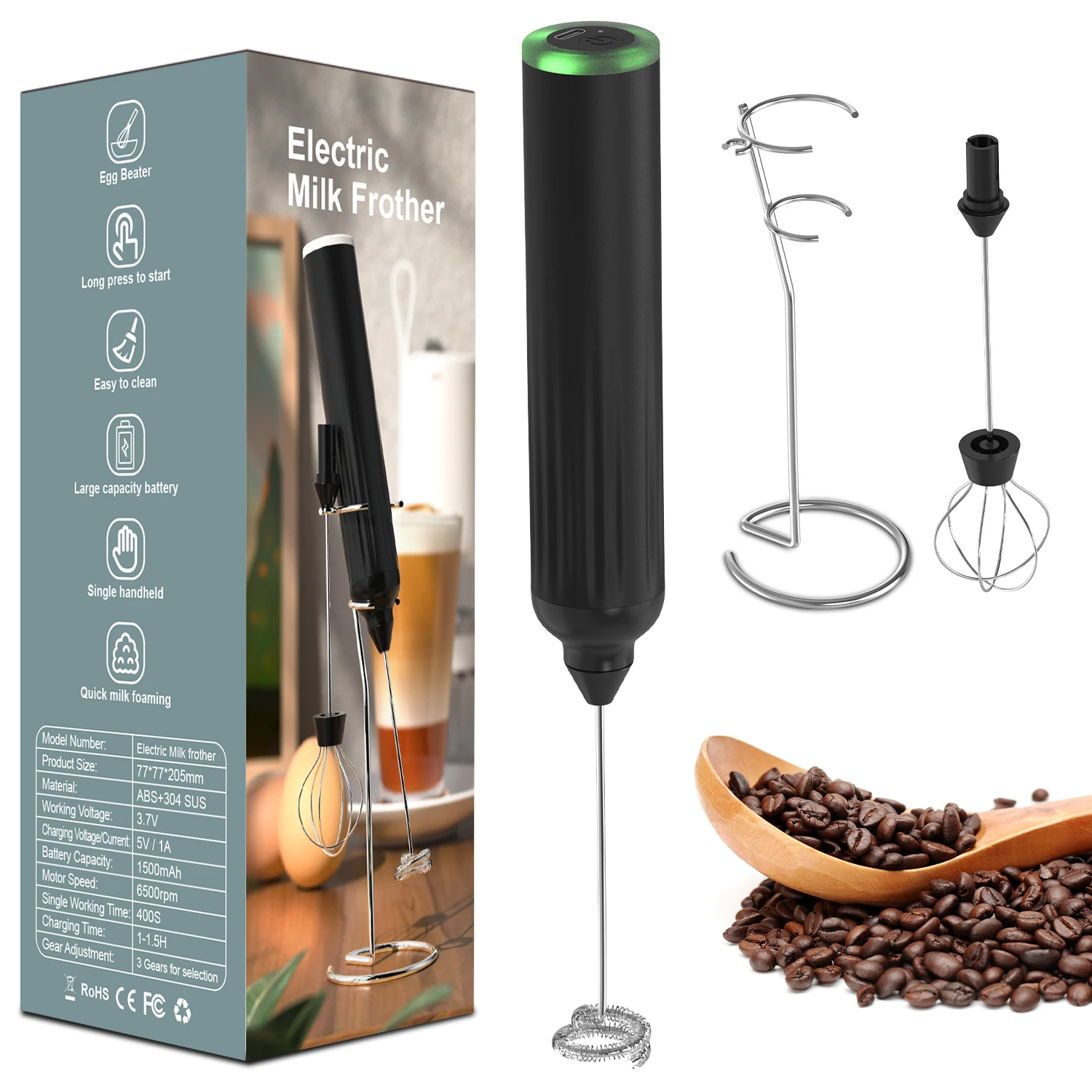 Factory design Usb rechargeable  automatic manual electric milk frother hand electric milk frother& milk foam coffee maker