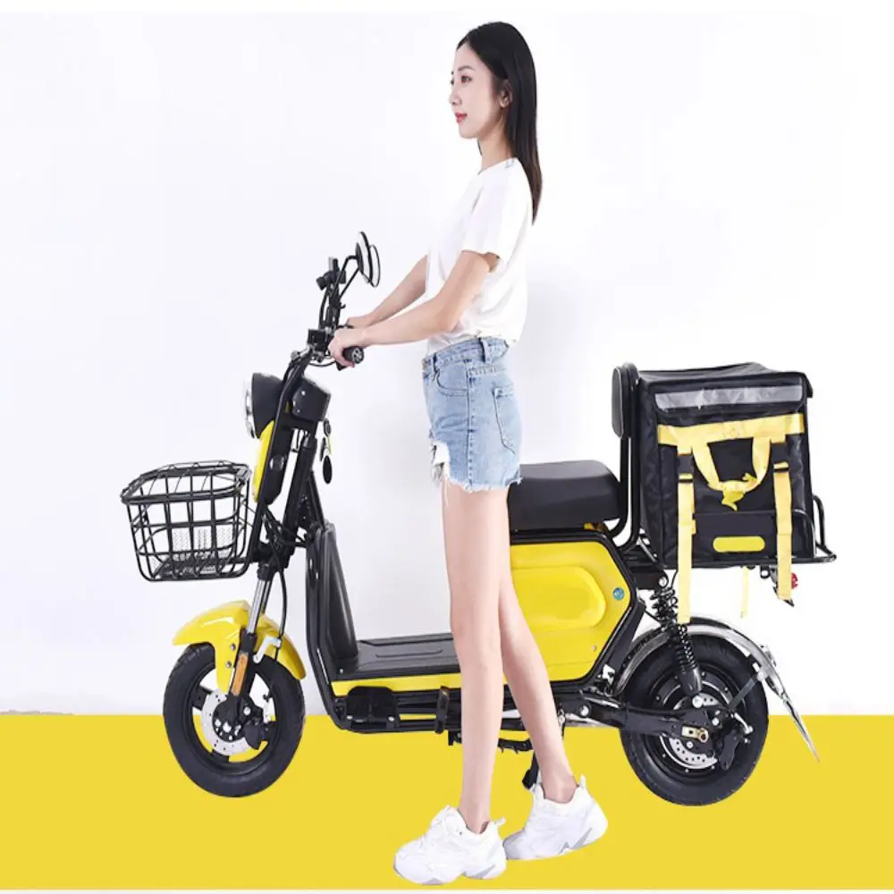 Long range high speed takeaway food delivery vehicle 500W lithium battery front and rear disc brake safe driving 2 seat bike