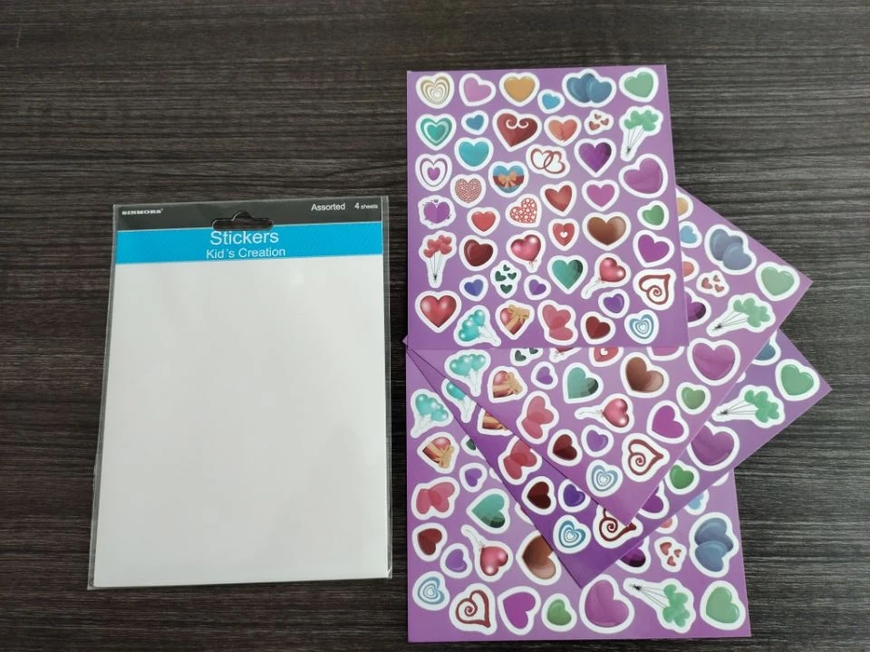 Custom Coated Paper Waterproof Vinyl Sticker Advertising Promotion Cartoon Love Heart Balloon Sticker Sheets For Kids Gifts Toys