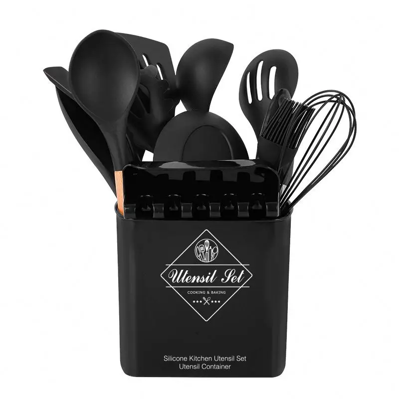 Кухонная утварь Cocina многофункциональный набор кухонной утвари с деревянной ручкой силиконовые кухонные инструменты подставкой для ложки и пластиковым ведром