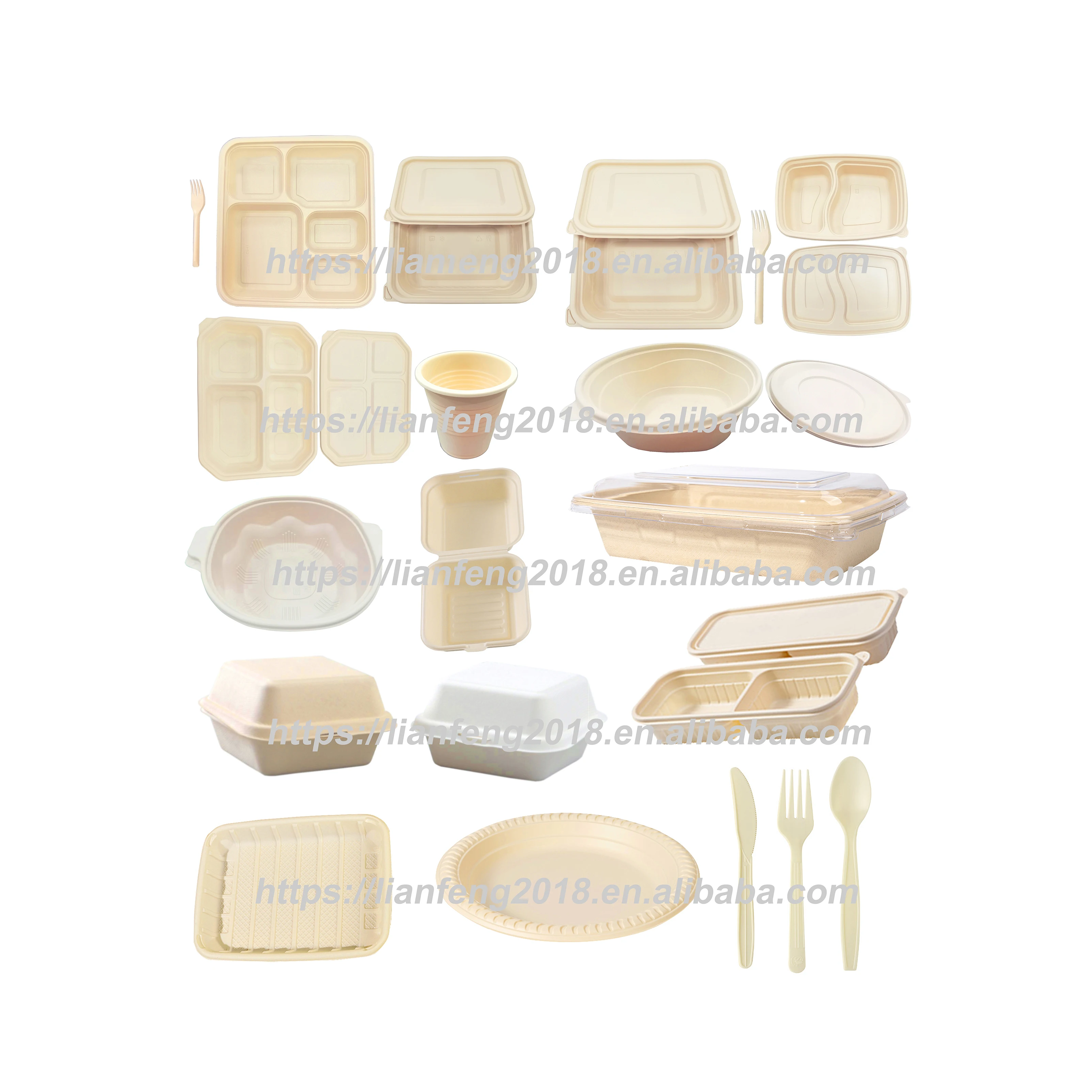 China 100% Eco Biodegradable Compostable Bamboo Powder Disposable Food Container Food Tray And Box
