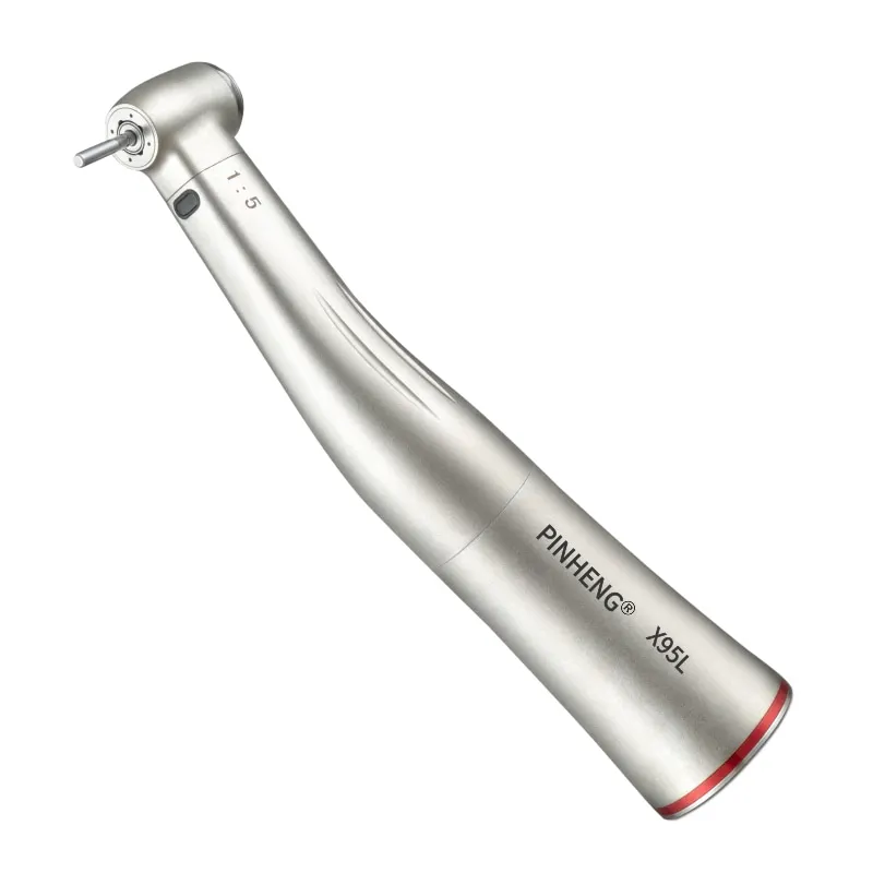 factory price 1:5 fibre optic in-channel push button contra-angle handpiece  fiber optic electric motor handpiece higher quality