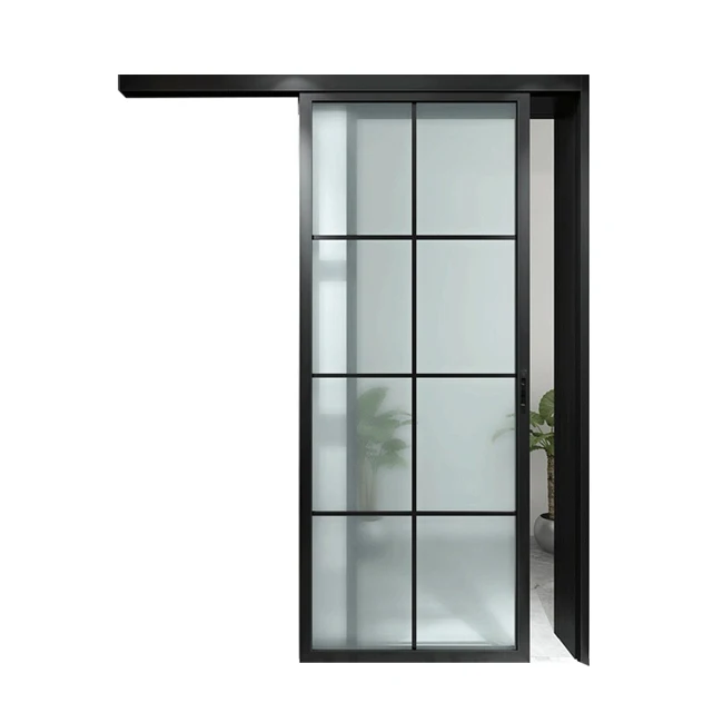 New design custom aluminum black frame french barn sliding doors