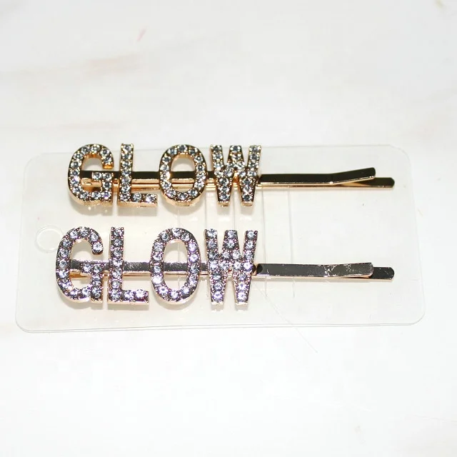 FREE CUSTOMIZED Mixed glitter gold rhinestone hair bobby pin for gril silver bling diamond capital name letters hair bobby clips