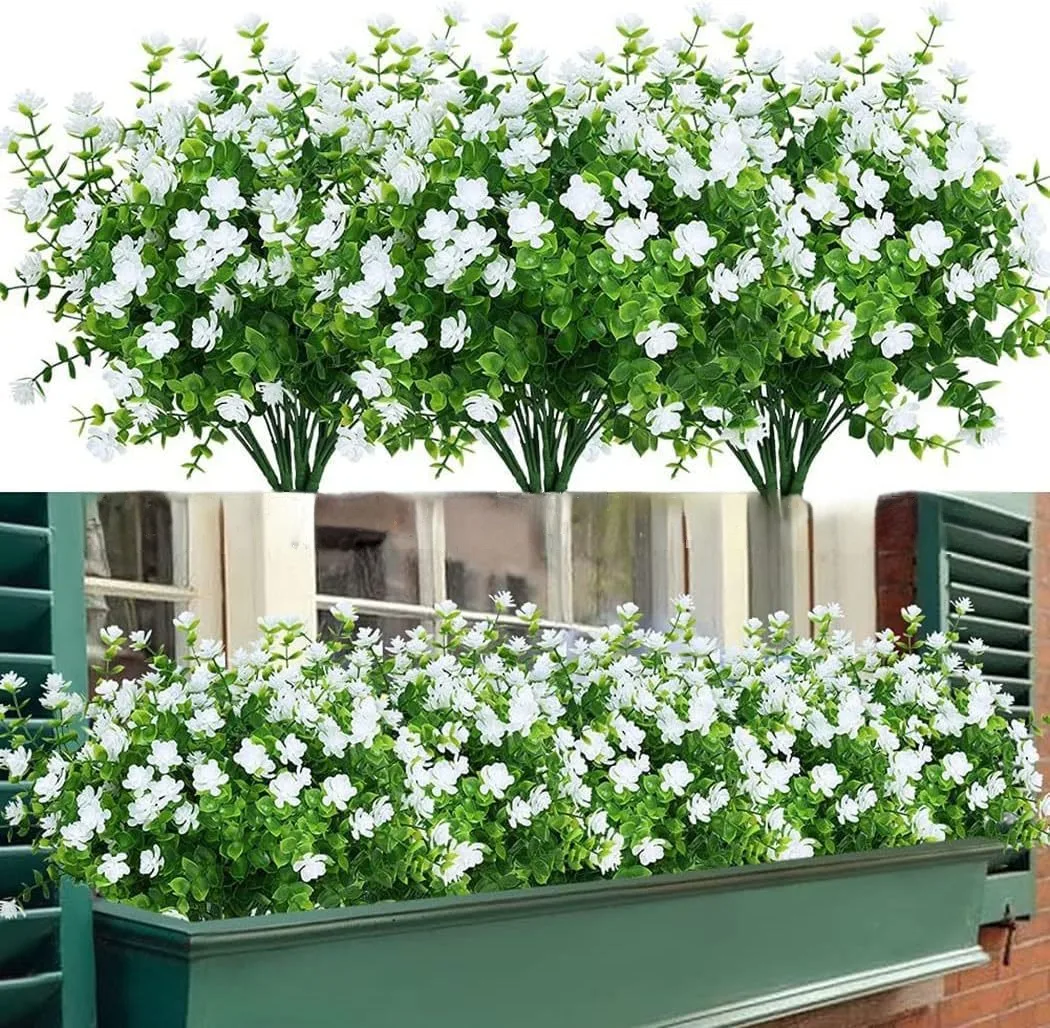 Simulated flower 7 fork eucalyptus camellia artificial green plant potted outdoor shrub for home decoration