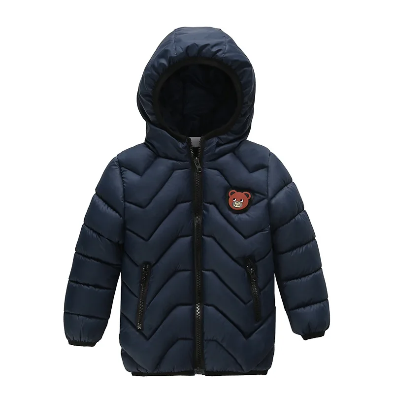 High Quality Autumn Winter Bear Warm Hooded Zipper Baby Boy Jacket Coat Organic Cotton Baby Clothes
