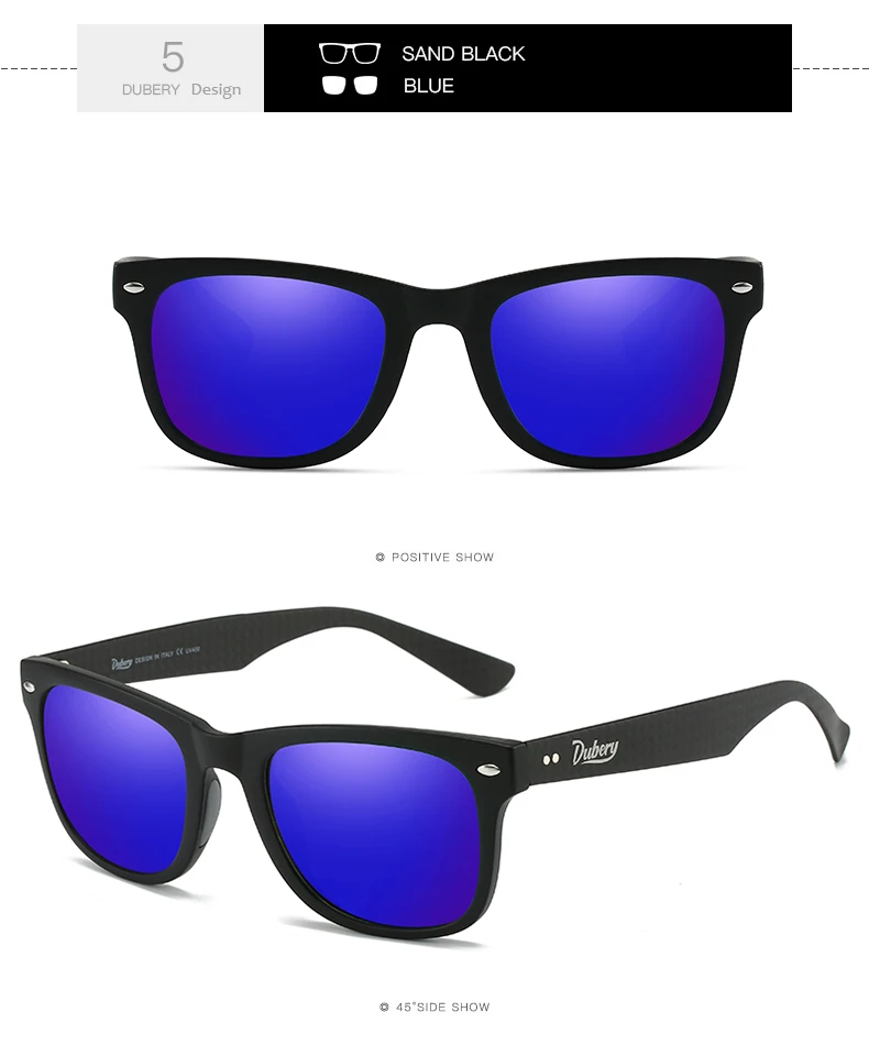 DUBERY Men Luxury Polarized Trendy Sunglasses 2025 Vintage Carbon Fiber square High End Quality Man