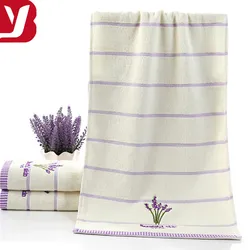 34 x 74cm Soft Embroidery Lavender cotton towel for super market
