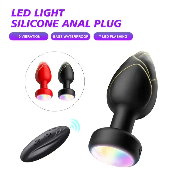Luminescent Wireless Remote Control Vibrating Anal Plug Masturbation Silicon Anal Plug Led Light Remote Anal Plug For Woman