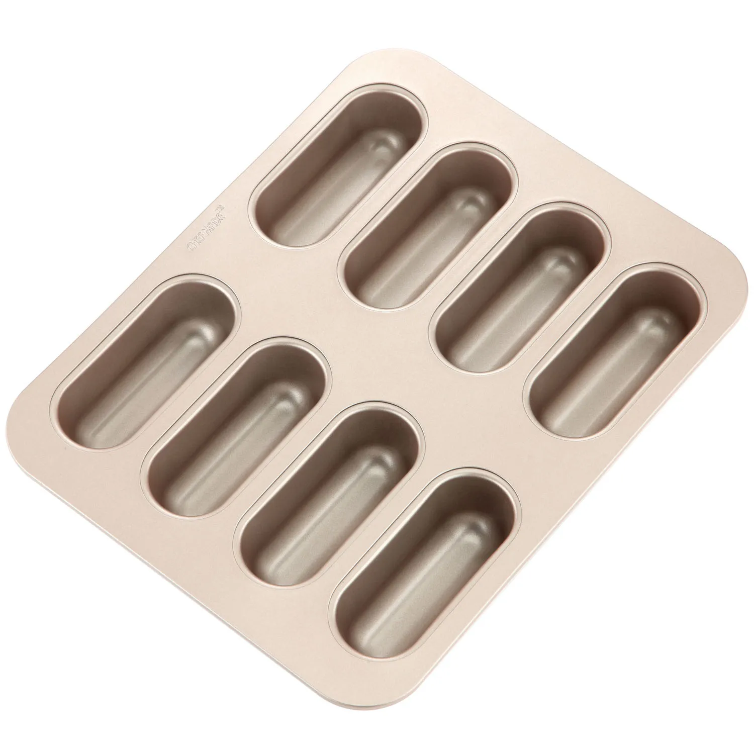 Professional 8 Cups Non-stick Carbon Steel Hot Dog Bun Baking Trays Mould