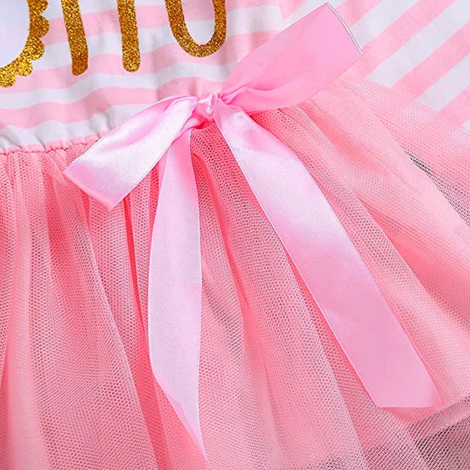 BKD Long Sleeve Fall Infant 12 to 18 months clothes Birthday Lolita Pink Stripe Cotton 1 yr baby girl dress