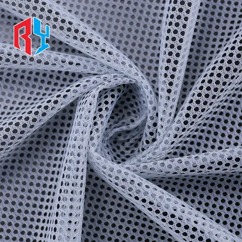 Factory price 100%T power net mesh fabric gray 65gsm durable eylet mesh fabric for bag clothes