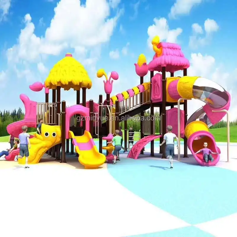 Kids slides outdoor plastic playground equipment swing and slide set