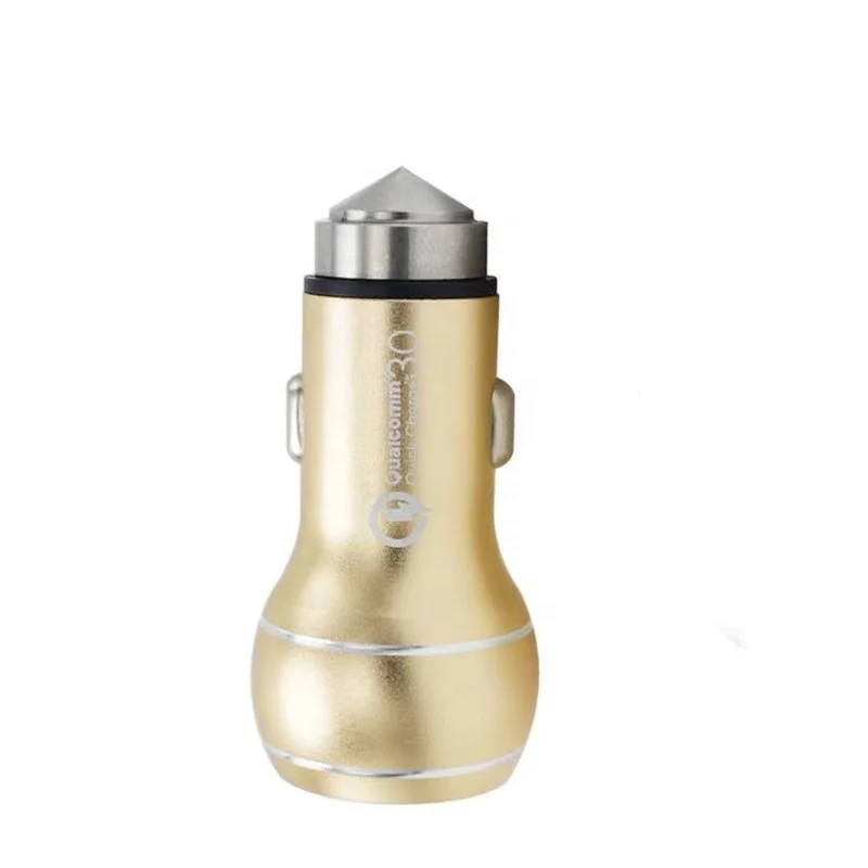 High quality Metal electronic car charger QC 3.0 2.4A 16W Dual USB port car charger