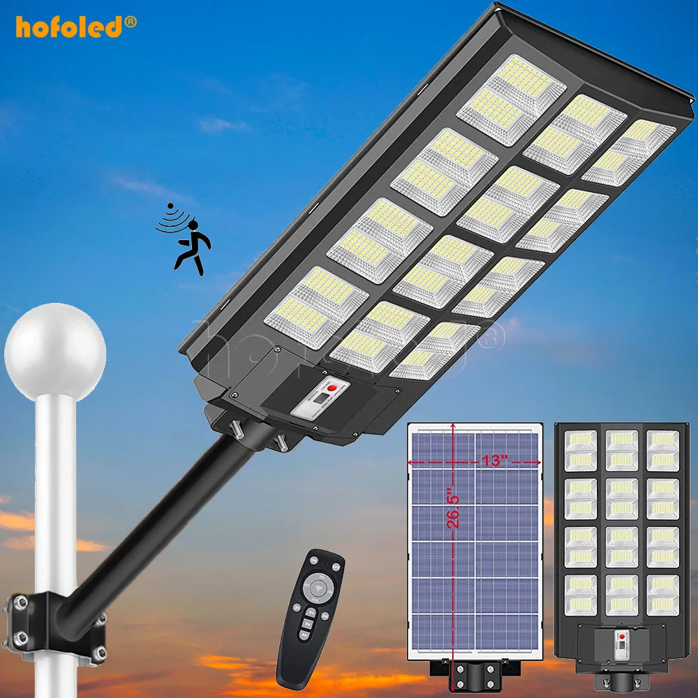 Hotsale 1200W Outdoor Sensor Solar Lamp Remote Control Hofoled Waterproof IP65 Solar Street Light For Garden Farm Road Warehouse