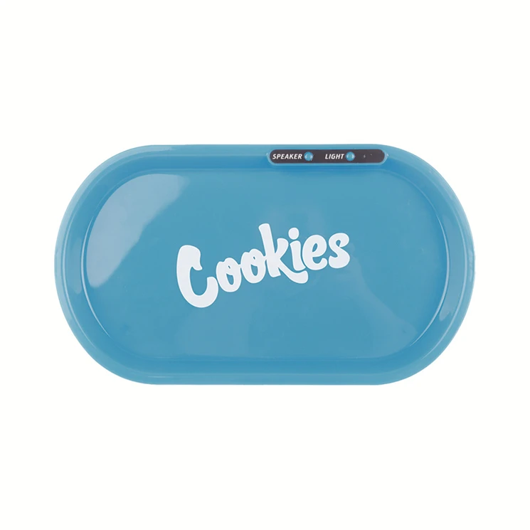Factory Wholesale Custom Logo Glowing Rolling Tray Led Tray Speaker Build in Voice Control Serving Music Tray