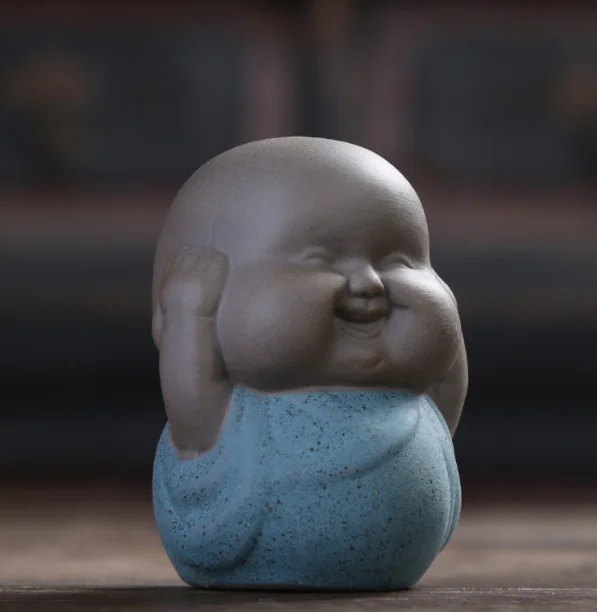 Chinese Pottery ornaments furnishing articles fat clay accessories ceramic little novice monk tea pet young laughing buddha b