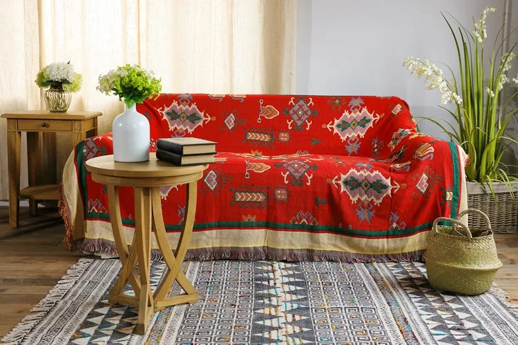 
Indian Ethnic Style Jacquard Knitted Double-sided Blanket Sofa Towel Decoration Leisure Blanket Bed And Breakfast Inn Tapestry 
