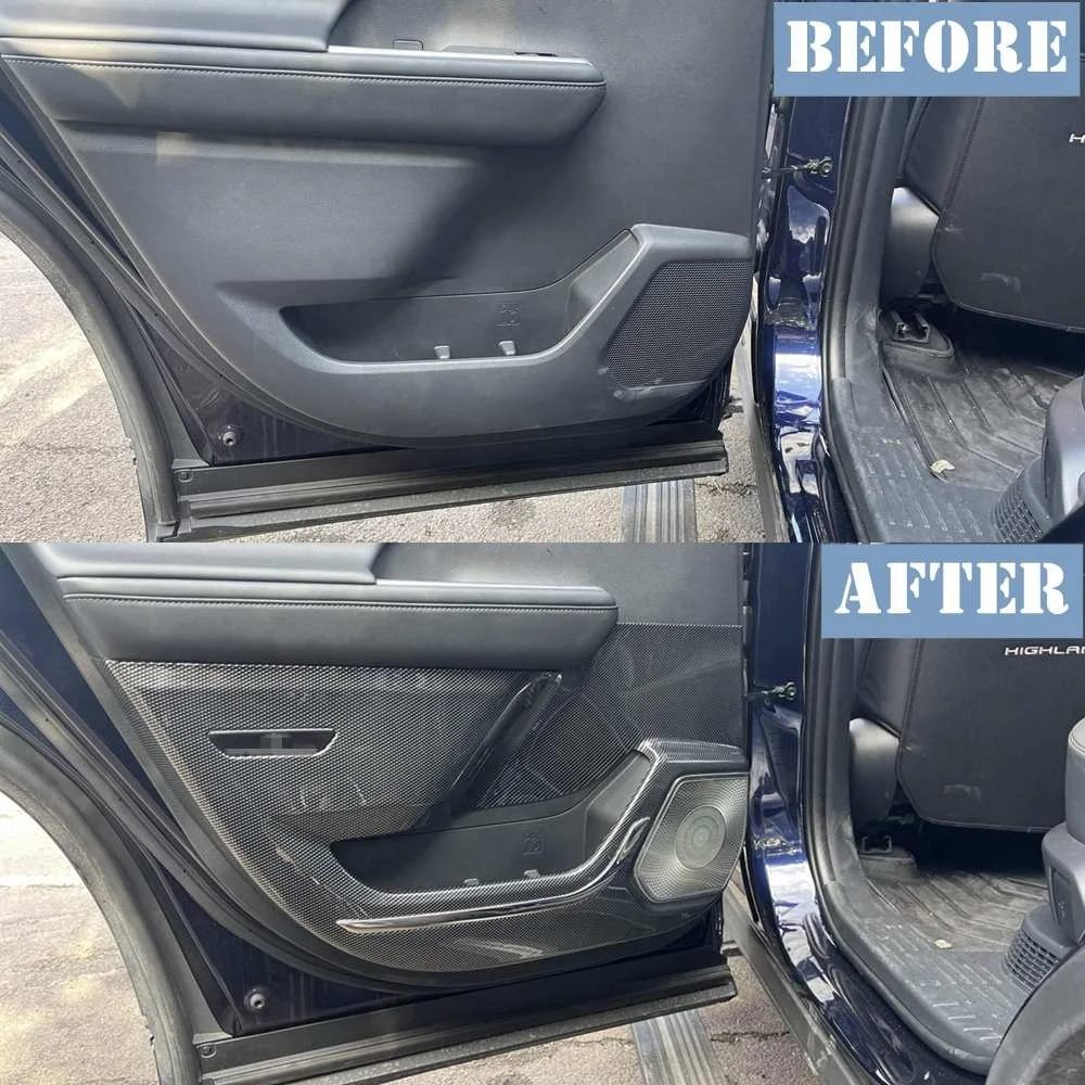 WZXD Carbon Inner Door Panel Protection Anti Dirty Anti Kick Pad Cover Stickers For Toyota Highlander 2022