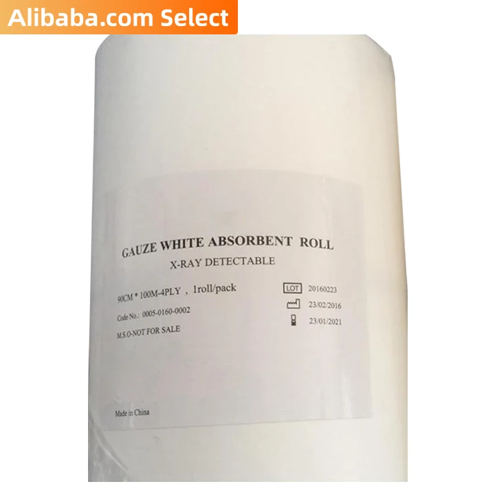Alibaba Select Medical disposable cotton gauze white absorbent roll 90cm x 100m 4ply (20roll/set)