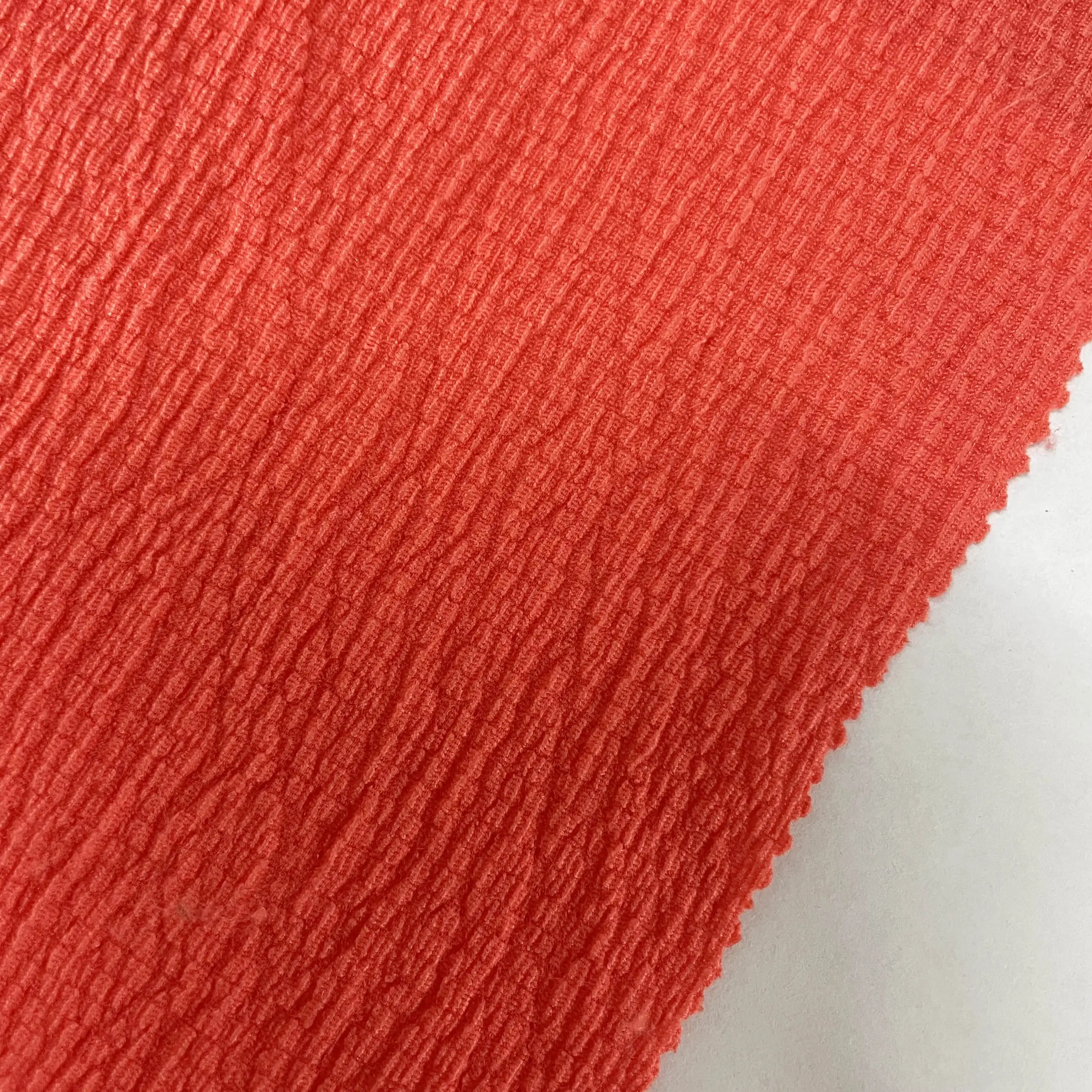 Multi-color fashion knitted 125gsm weave wrinkle textured fabric plain dyed polyester crepe fabric