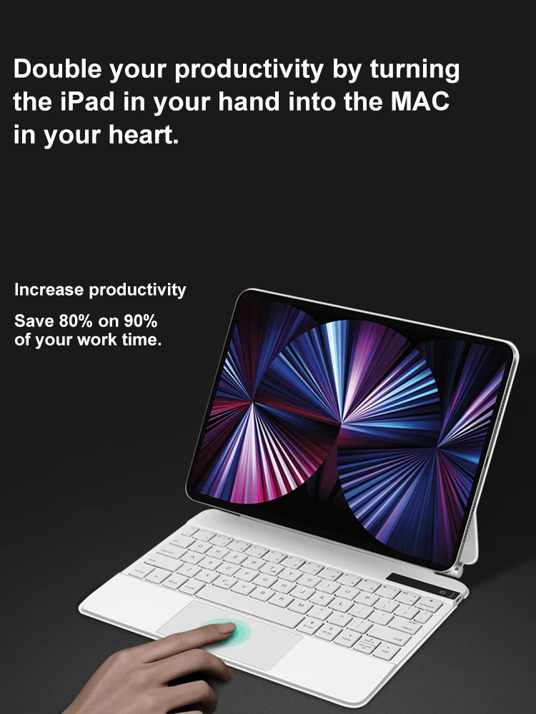 Backlighting Portable wireless Keyboard Magnetic Wireless Maglev Stand Magic Keyboard Case with Touch pad  for iPad mini 6