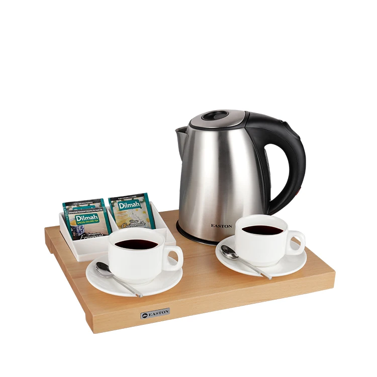 Commercial hotel guest room 1.0L 1500w Big capacity spare part stainless steel hot water home Electric Kettles welcome tray set