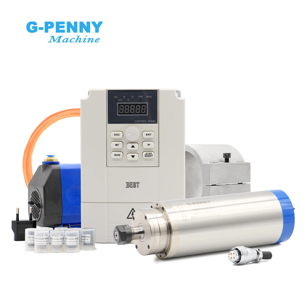 g-penny 3.2kw ER20 wood working water cooled spindle motor kit & 4KW BEST Inverter & bracket & water pump