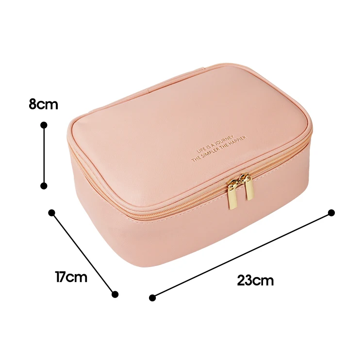 Pure Color Customized Logo Travel Wash Bags Makeup Bag Pink Toiletries Pouch Bag
