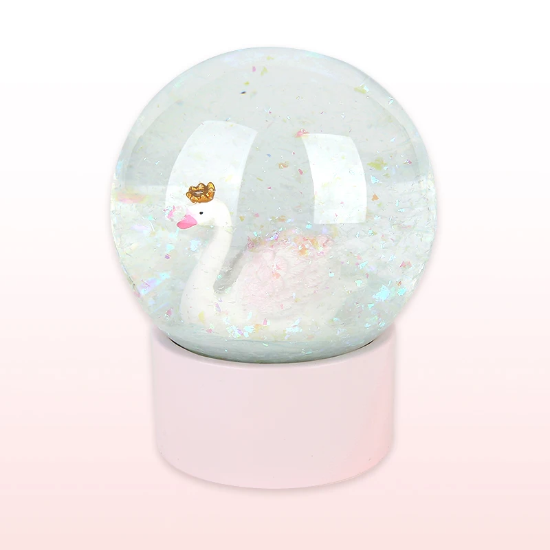 Custom Personalized Souvenir Home Indoor Decoration Resin Swan Glass Snow Globe For Girl Gift