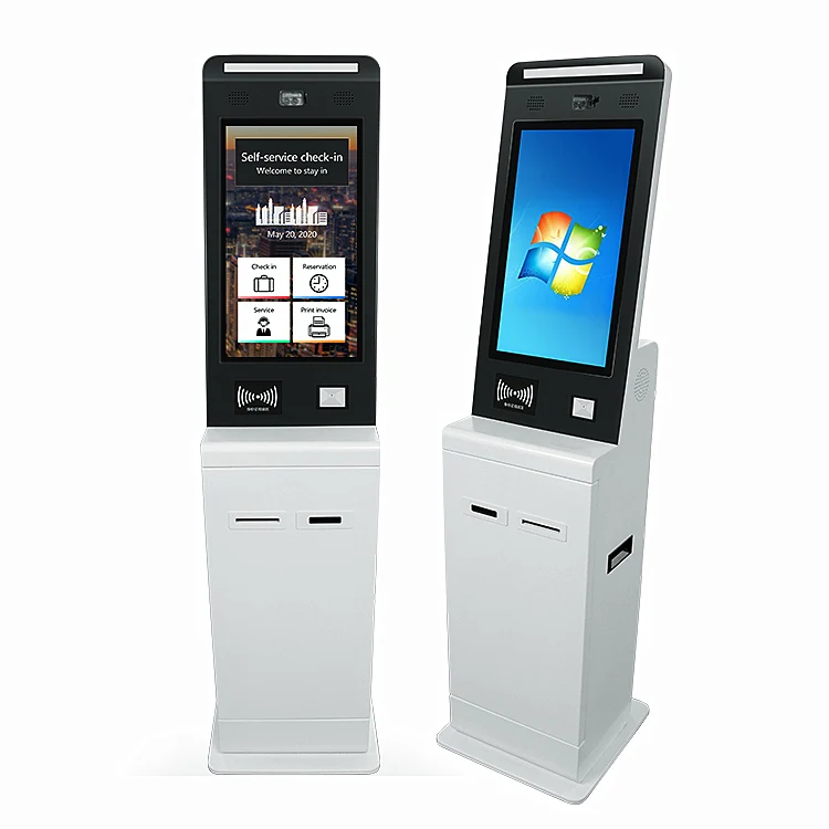 automatic indoor basic airport bank account opening hotel service self check in kiosk hotel with passport scanner