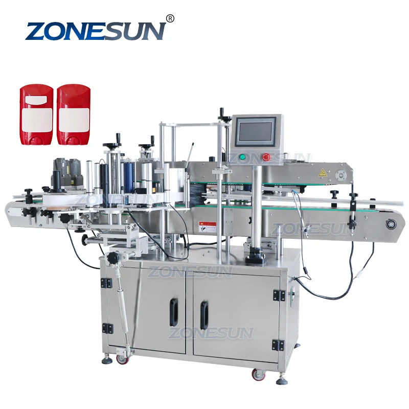ZONESUN ZS-TB301 двухсторонняя автоматическая вертикальная овальная машина для нанесения этикеток на бутылки с квадратным флаконом спереди и