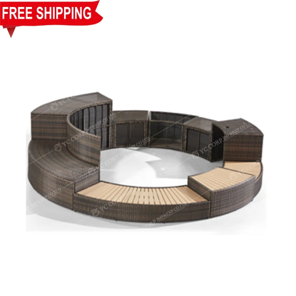 
FSPATIO: Synthetic Round Rattan Furniture SPA Surround spa accessories high quality outdoor rattan furniture 