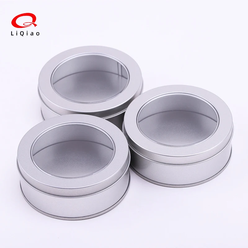 Hot Sale Small Tin Cans Round Plain with Window Lid Custom Printed Metal Box for Cookies Tea Candy Coffee