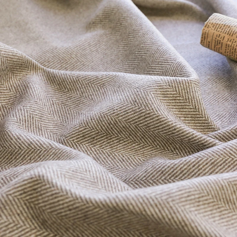 Wholesale stock lot herringbone polyester wool suiting woolen fabric