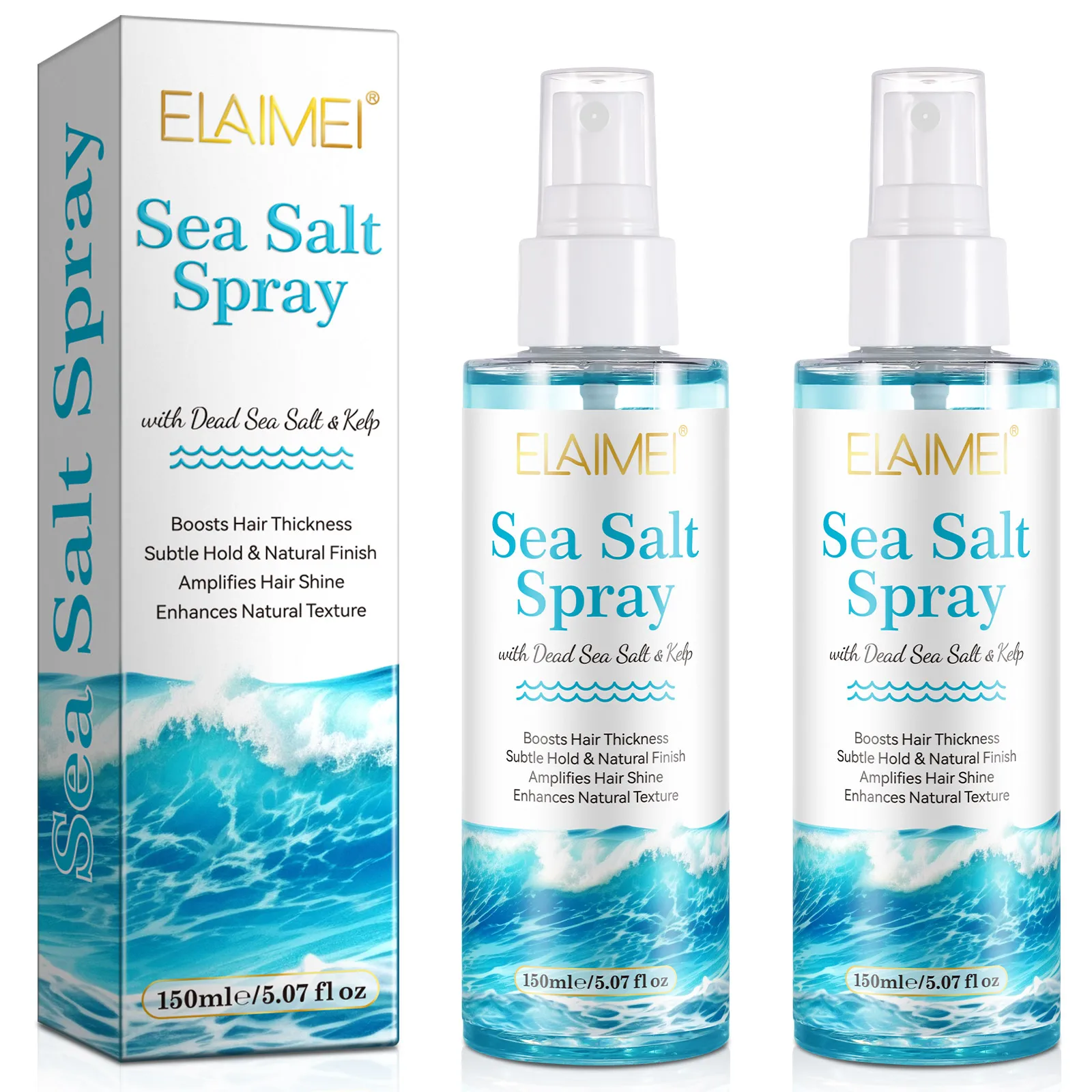 ELAIMEI men women amplifies hair shine red algae aloe vera kelp private label custom natural organic hair sea salt spray