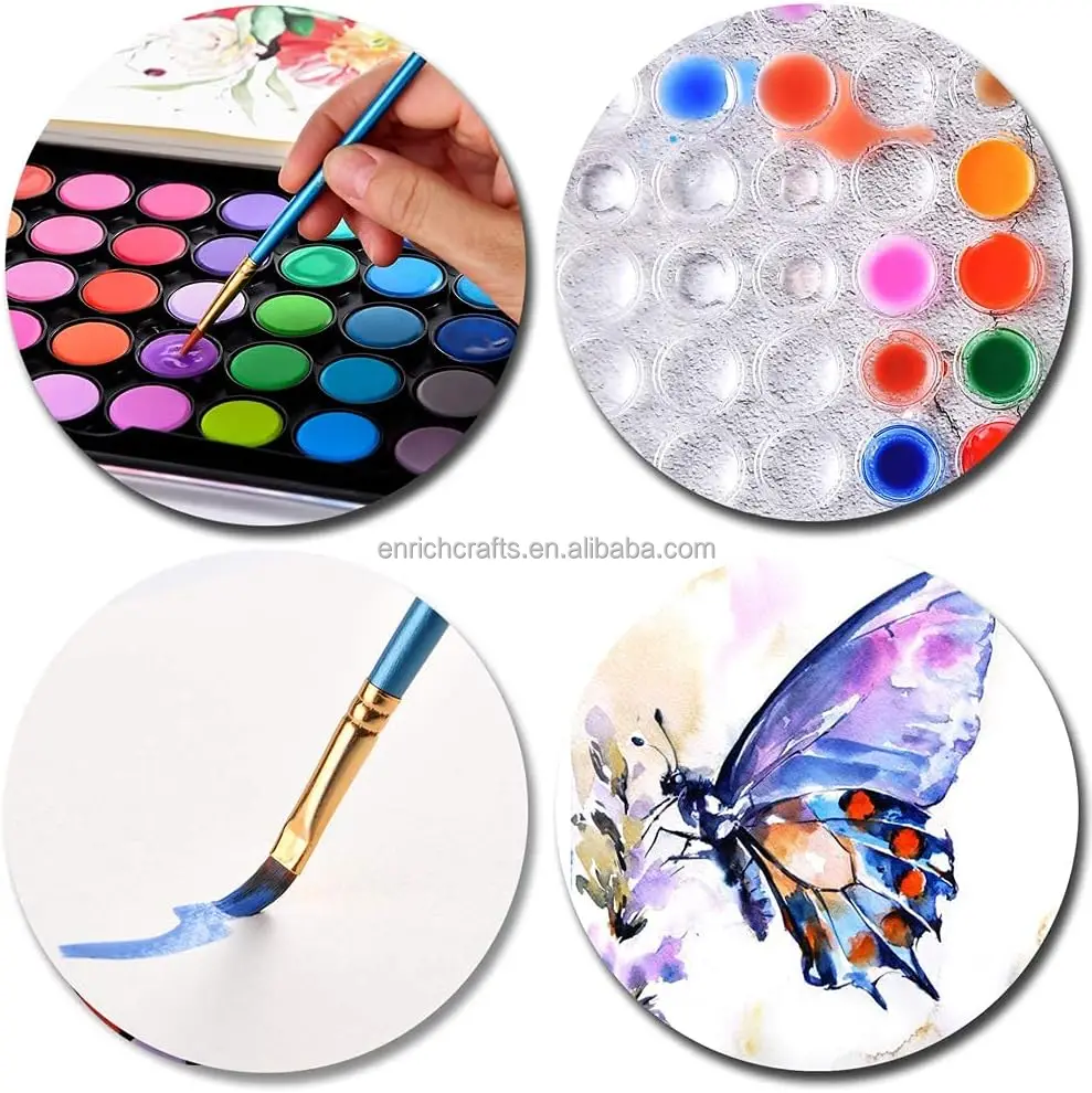 12 21 28 36 48 Colors Washable Watercolor Paint Set with  Brushes  Non-toxic Paints Sets for Kids Adults Beginners Artists
