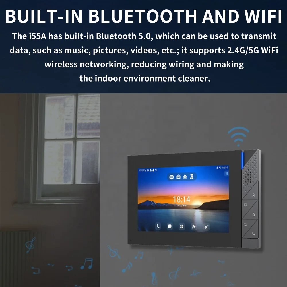 I55A 7-inch Touch Screen Voip Products Android 9.0 operating system HD voice speech Access Control SIP Indoor Station