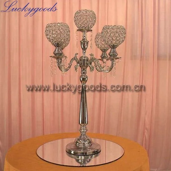 LG20181227-6 new product 21 arms decoration crystal candelabra wedding table centerpiece glass candle holder