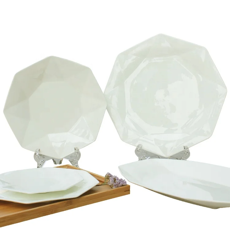 custom made octagon fine china royal white crockery porcelain ceramic tableware dinnerware sets