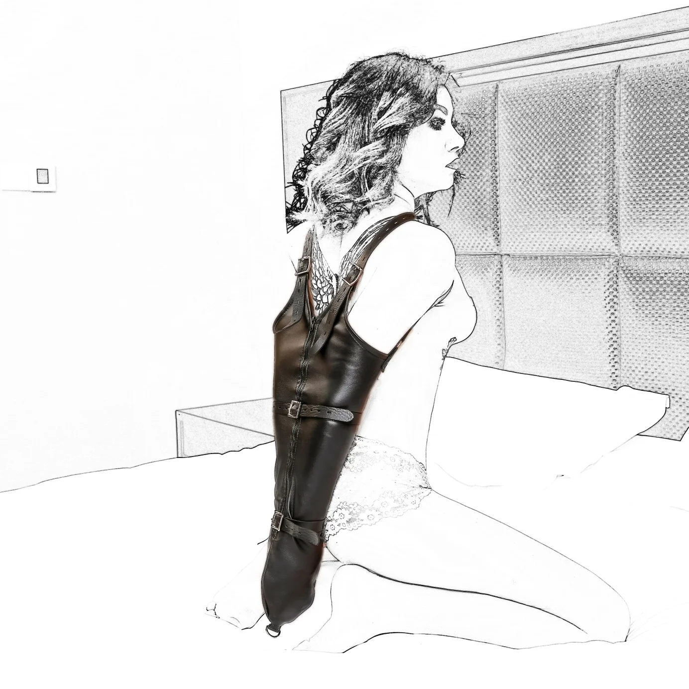 New Adult Toy Bondage Fetish For Couples Mauve Leather Arm Binder Harness Gloves Bondage Restraints Adult Games Products