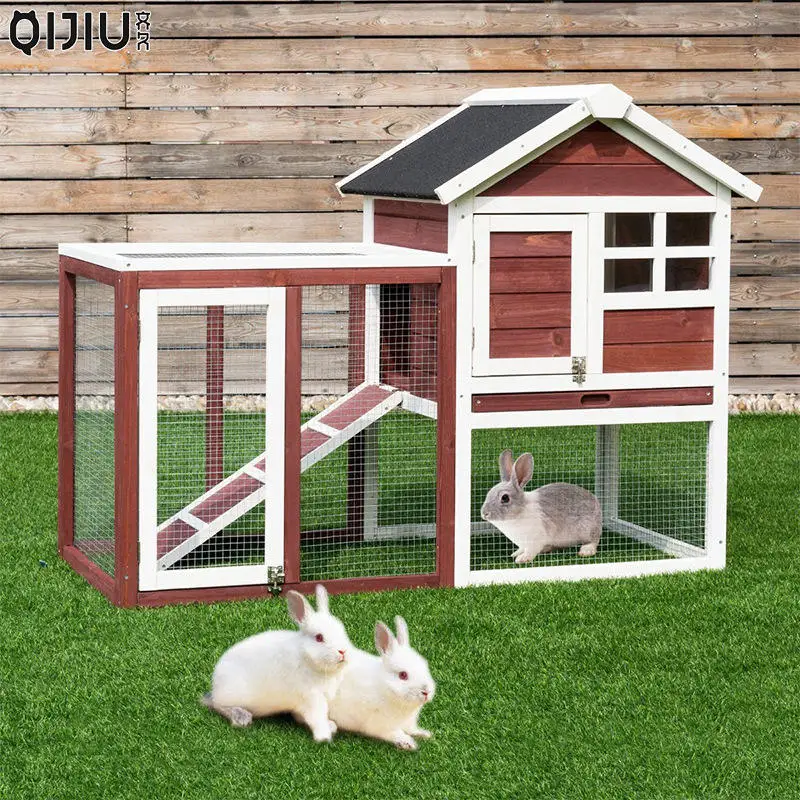 2024 new Outdoor Wooden Chicken Coop Rabbit Hutch House Bunny Guinea Pig Cages for sale