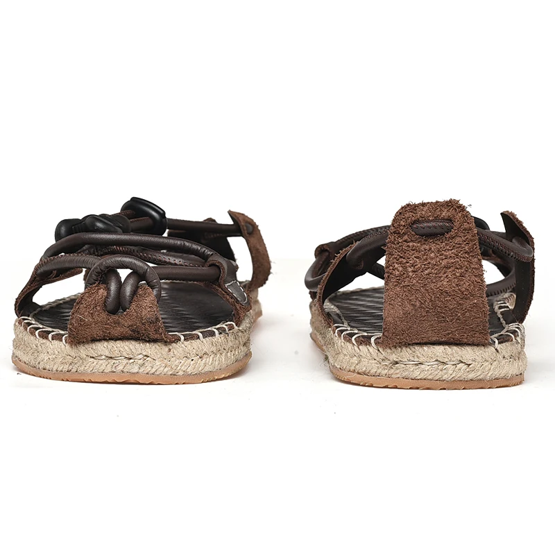 Latest models high quality wholesale rome style women rope leather black straw sandals mens 2021 factory sale