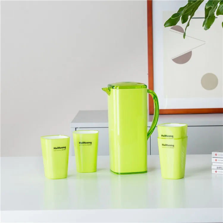 
Modern style custom logo home goods multi-colored water pitcher plastic water jug with cups 