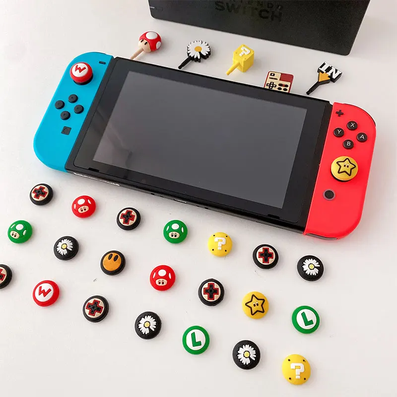 Thumb Grip + dust plug set For Nintendo Switch / NS Oled/ Lite JoyCon Controller Soft Silicone Joystick Protector Case Cover