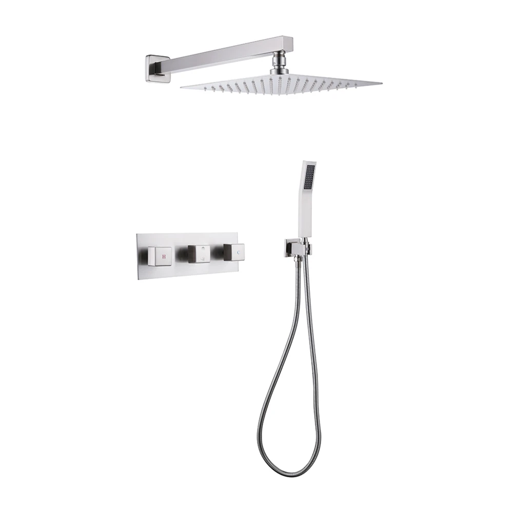 Aqua Gallery Matt Black Finish Single Handle Hot Cold Water Supply Brass In-wall Concealed Bathroom Shower Faucet