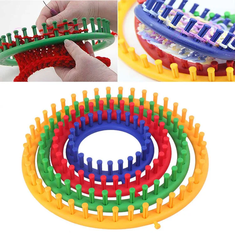 Rectangle DIY Knit Craft Hat Circle Weaving Kit Round Plastic Hand Knitting Loom Set for Scarf Shawl Sweater Sock and Blankets