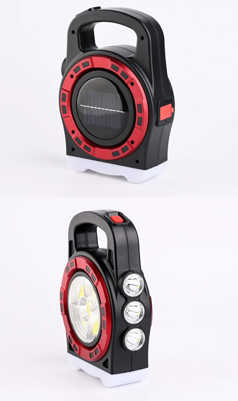 USB Rechargeable Solar Multi-functional Flashlight Searchlight Night Fishing Camping Light